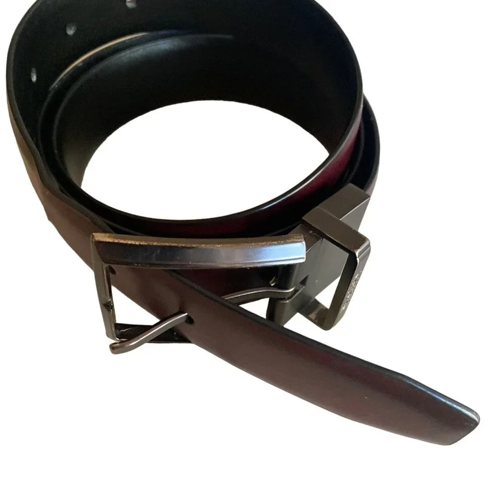 Kenneth Cole Reaction Black‎ Brown Reversible Leather Belt Size 38